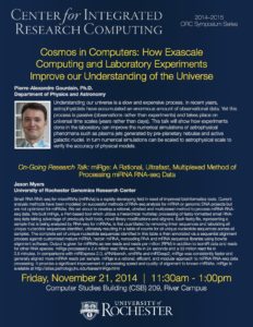 Cosmos in Computers: How Exascale Computing and Laboratory Experiments Improve out Understanding of the Universe. Pirerre-Alexandre Gourdain, PhD, Department of Physics and Astronomy