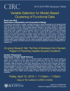 Variable Selection for Model-Based Clustering of Functional Data. Tanzy Love, PhD, Department of Biostatistics and Computational Biology