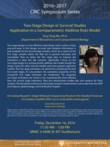 Two-Stage Design in Survival Studies Application in a Semiparametric Additive Risks Model, Tong Tong Wu, PhD, Department of Biostatistics and Computational Biology